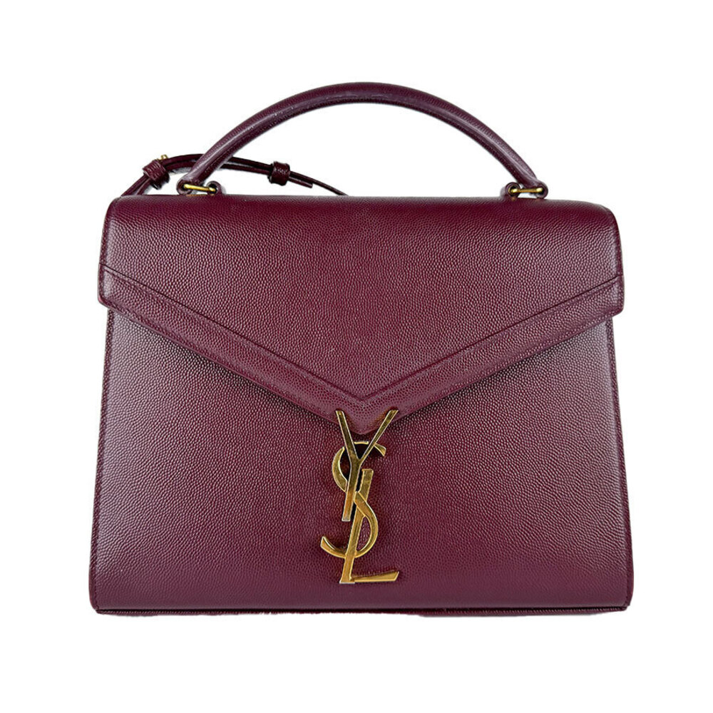 Saint Laurent Cassandra Leather 2Way Shoulder Bag Bordeaux Purple Gold